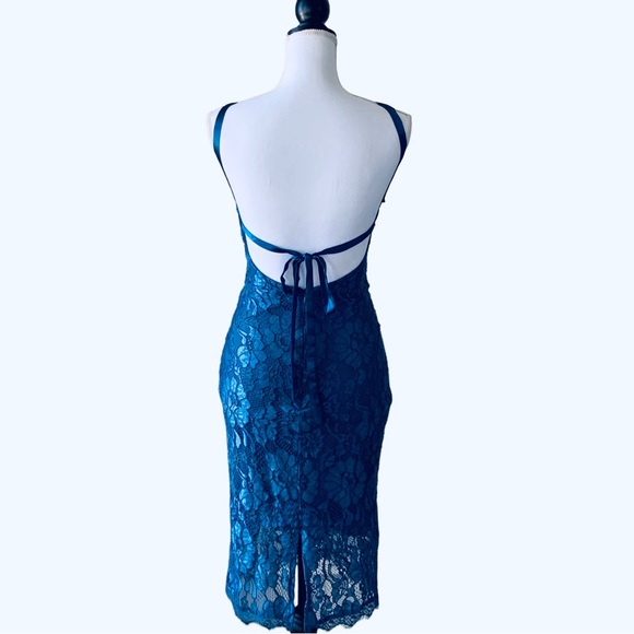 LULU’S WISHFUL WANDERING BLUE LACE BODYCON MIDI DRESS - Picture 5 of 16